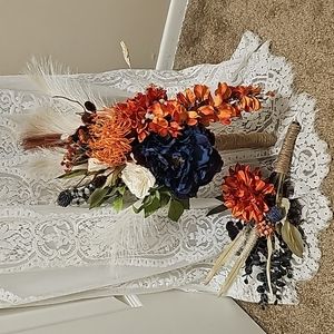 Custom-made Medium Bridal and Small Bridesmaid or Toss Bouquet